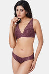 Wacoal Padded Non Wired Medium Coverage Lace Bra - Windsor Wine — thumbnail 6